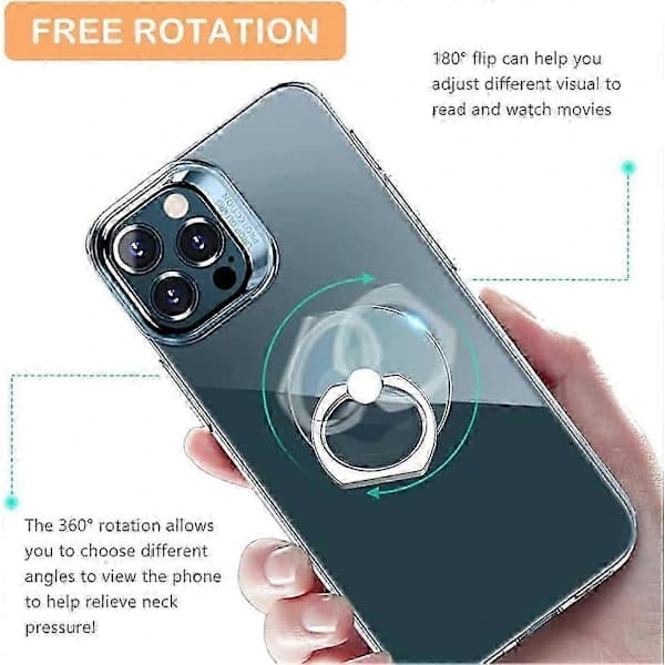 Telefon Ring Holder, Telefon Grip, 360 Graders Rotation, Egnet til de fleste mobile enheder - 6 Stykker