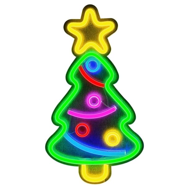 LED Neonlys Juletræsform Lysskilt USB Nat KLB