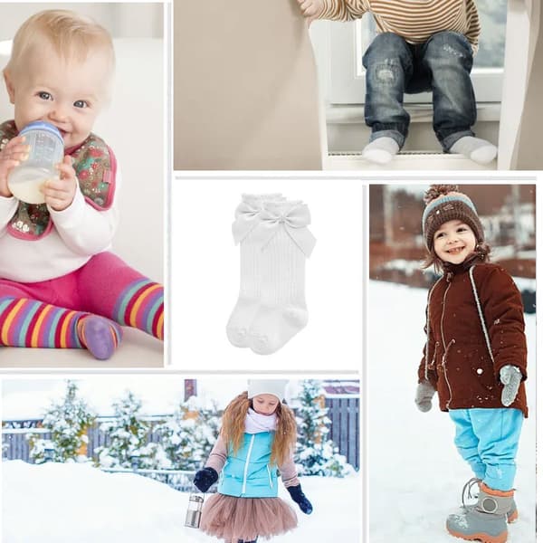 Par Babystrømper Lolita Sløjfe Piger Efterår Vinter 11-13cm KLB