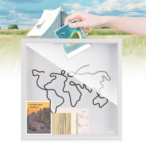 1 Adventure Box, Travel Shadow Box, Ticket Shadow Box with Slot, Memory Boxes for Souvenirs D