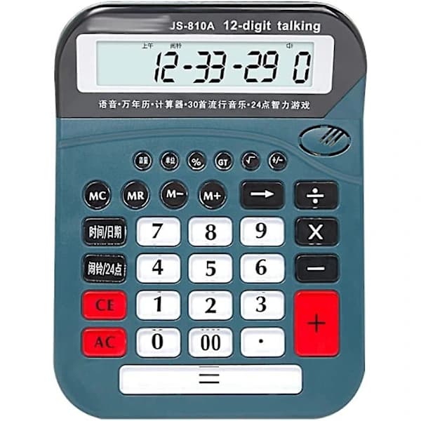 Kontorlommeregner Skrivebordslommeregner 12 Cifre Stor LCD-skærm