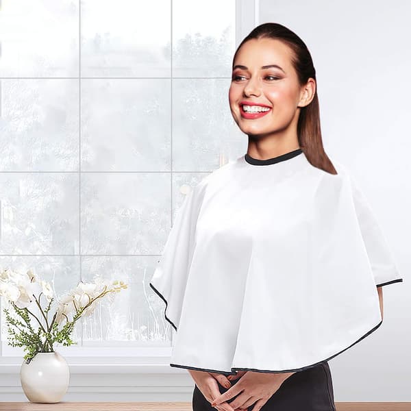 White Makeup Cape, Short Makeover Apron for Beauty Salon