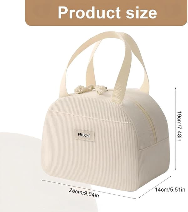 Insulated Lunch Bag 6.5L Foldable Thermal Cooler Bag for Work School Camping - Beige