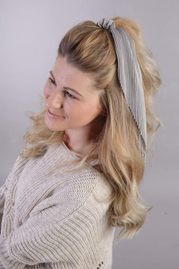 Kvinders retro-stil sløjfe plisseret slips, elastisk, scrunchie, fletning elastisk, hårbånd, farve: Sort