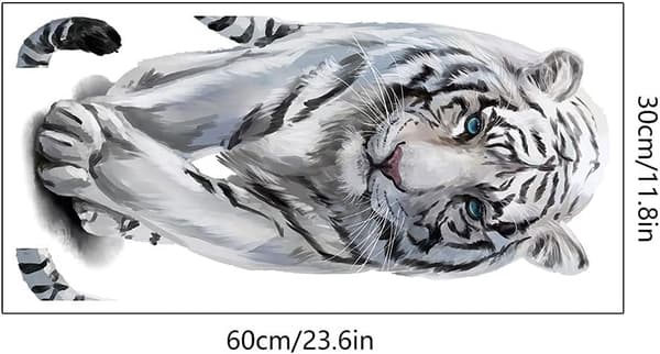 Natural Tiger Decal, Wild White Tiger Wall Decal, DIY Decorative