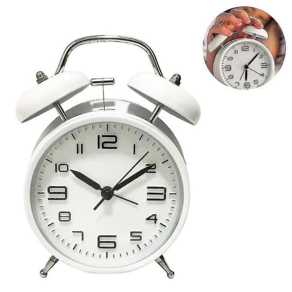 Large Twin Bell Alarm Clock with Night Light and 4 Inch Dial