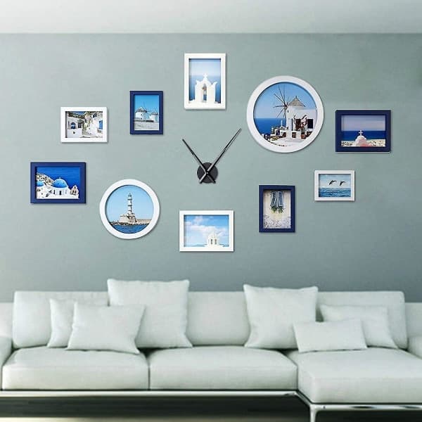 Large Black Wall Clock with Moving Gears and 31.5 cm Long Hands -FY-