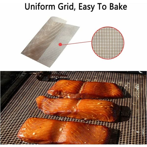 Grillmatte, 5 gitter grillmatte, gjenbrukbart non-stick grilltilbehør for matlaging, 40 x 33 cm (svart + brun), Sunny