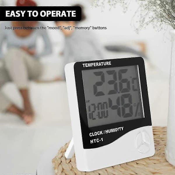 Digital LCD Innendørs Utendørs Rom Elektronisk Temperatur Luftfuktighetsmåler Termometer Hygrometer Vær JP