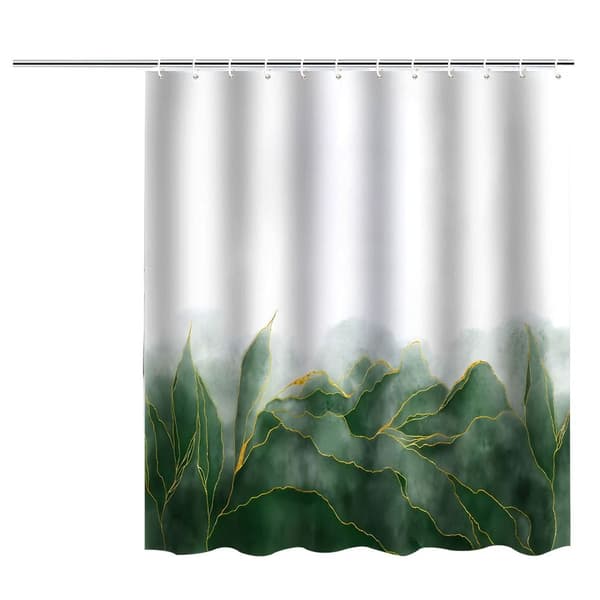 Marmor Duschdraperi Ombre Grön Guld Modern Badrumsinredning Smaragd