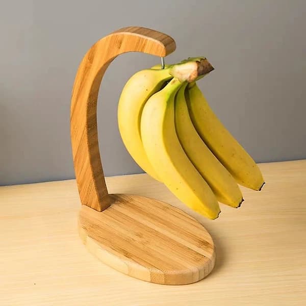 Banaaniteline, Bambuinen banaaniteline, Hedelmäkori banaanikoukulla keittiöön, hotelliin (ruskea)