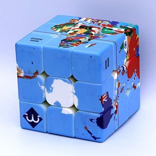 Speed Cube Verdenskort Design Magic Cube, IQ-spil Puslespil Relief Effekt Voksenlegetøj, 5.6cm/2.2 \"