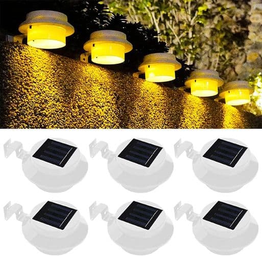 [Pakke med 6] Takrenne Solcellelamper Vanntette Solcellelamper for Hagevegg