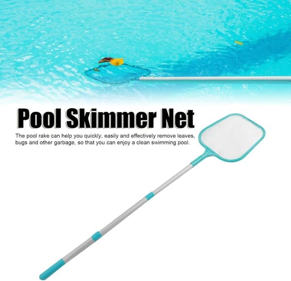 Poolskimmernet, nylonløvrive med stang, poolrengøringssæt til nem vedligeholdelse og fjernelse af snavs