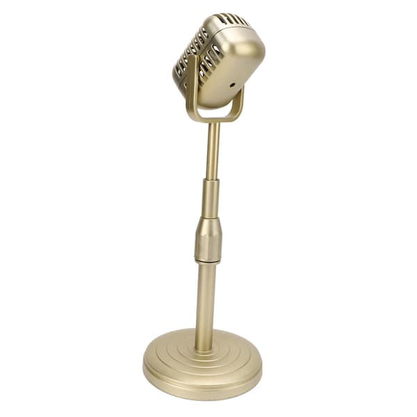 Simulation Old-fashioned Microphone Model with Stable Base and Support Rod Retro Style Mic Prop Set for Photography Gold