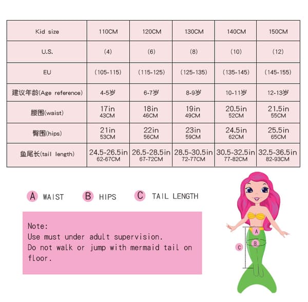 Fishtail-badedragt til børn, strandbikini, havfruebadedragt, 4-5 år 110# 4-5 years old 110#