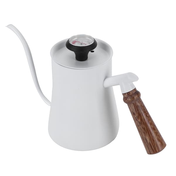 650 ml Hanging Ear Stainless Steel Hand Coffee Pot Drip Type Coffee Tool with Thermometer White