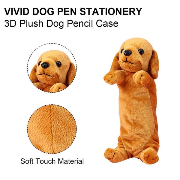 Pennfodral Plush Hund Pennväska Mjuk Djur Pappersvaror Form1