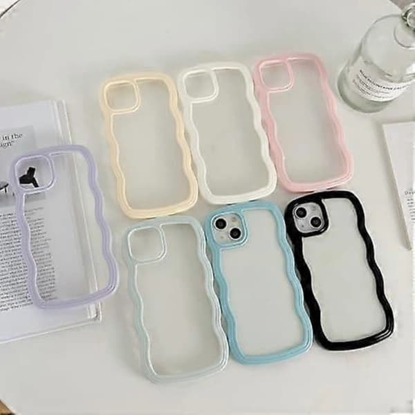 iPhone 16 Pro Max Case Cute Girly Transparent Curly Wavy Frame for iPhone 16 Pro Max Mobile Phone Case Wavy Shockproof Protective Mobile Phone Case for ...