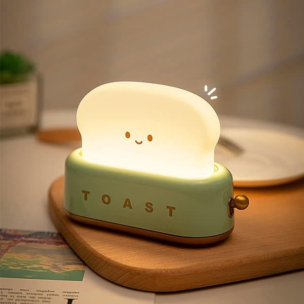 LED Toast Bread Night Light, Cute USB Rechargeable Night Light