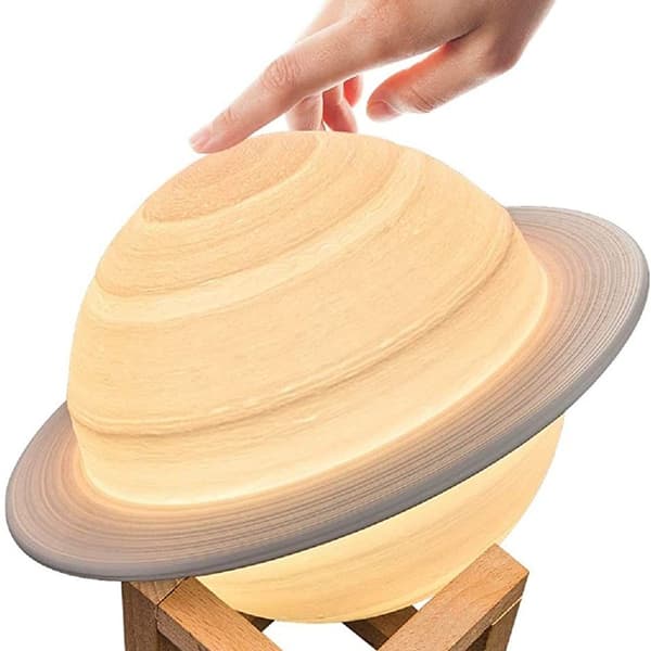 Saturn Lamp 3D Night Light Dimmable, Papasbox 15cm LED Saturn Lamp KLB