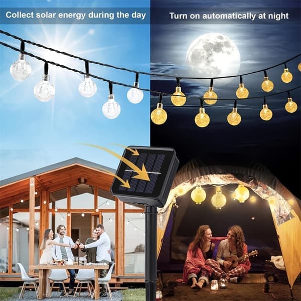 Solar-powered string lights for outdoor use, IP65 Waterproof for patio and party, dimmable with remote control-FF-