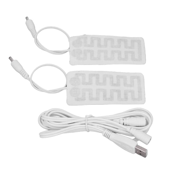 2 stk USB-varmefilm 3,5x1,8 tommer Kulfiber Blød Sikker Maskinvaskbar Elektrisk Varmeplade til Handsker Strømper Sko