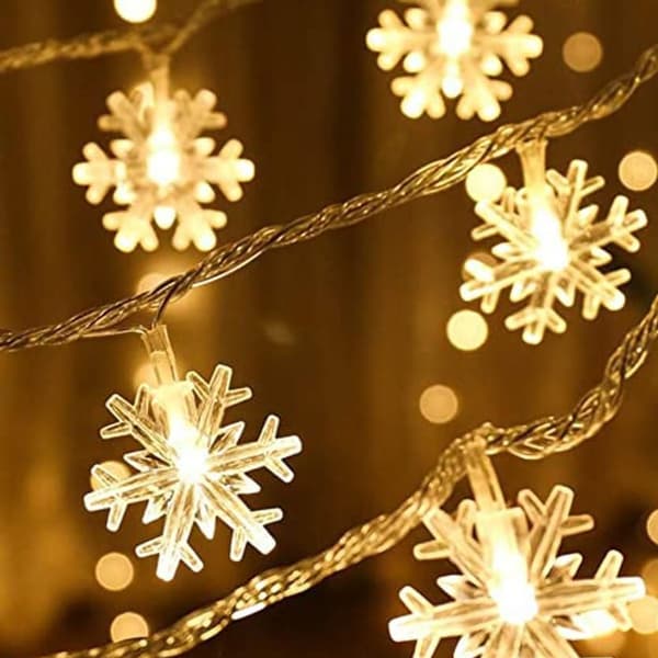 Christmas Snowflake String Lights Battery Operated KLB