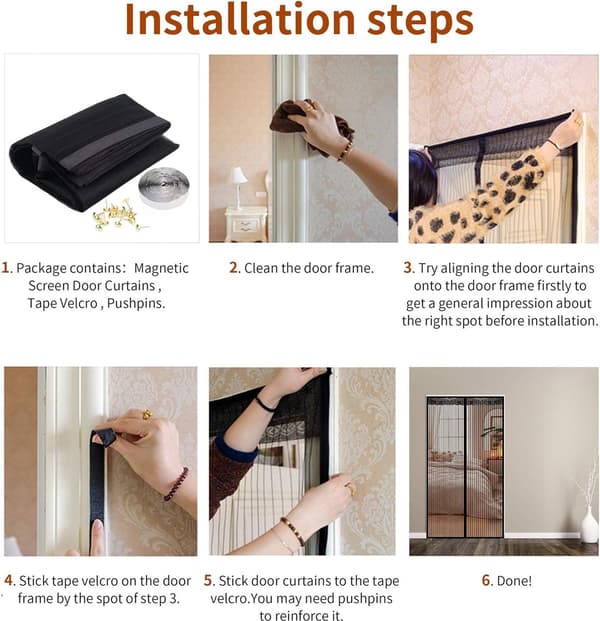 Magnetic Mosquito Net Door - Automatic Closing - Ultra-fine Mesh - Easy Tool-Free Installation - Suitable for Daily Use - 110*220CM