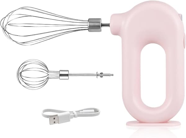 Elvisp, Trådløs håndholdt elvisp, Mini bærbar elvisp, Bærbar eggvisp (Rosa)