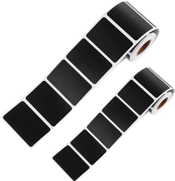 Chalk Labels, 600 pcs, Black Rectangular, Waterproof and Oil-Resistant, Removable, 5.5x3.5 cm, for Freezer