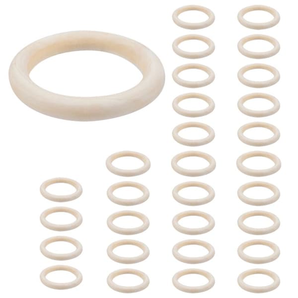 30 st 70 mm träringar, träring träcirklar för DIY-hantverk, makraméväxthängare, prydnader och tillverkning