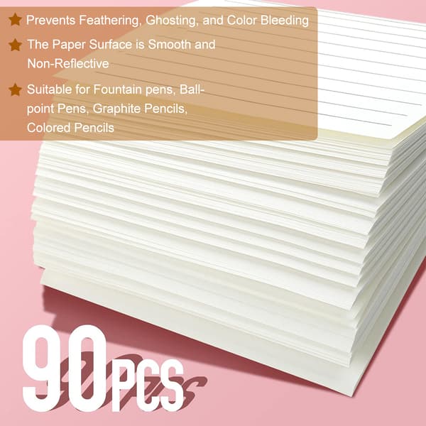 2-pack A5 Refill Sidor Linjerat Papper - 90 Ark A5 Refillblock för A5 Dagbok, 21 x 14.2 cm Lösa Refill Planeringsinlägg A5 Papper, A5 Linjerat