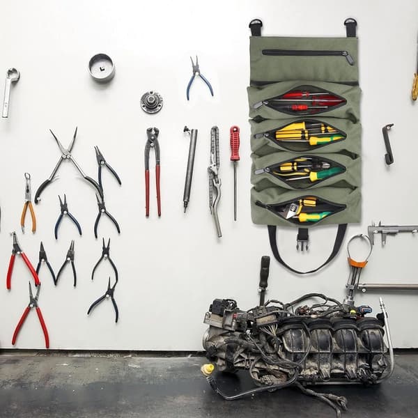 Tool Bag, Roll-Up Small Tool Organizer, Green, Christmas Gift for Men (Tools Not Included)