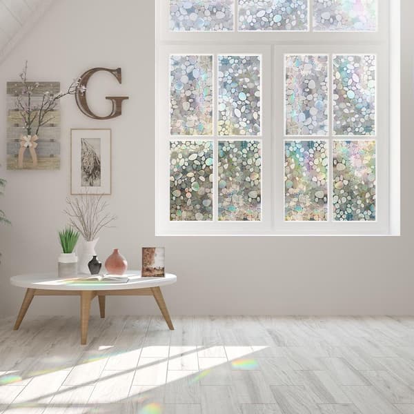 45x300cm Electrostatic Window Film for Bathroom, Guarantees Privacy, Circle Pattern