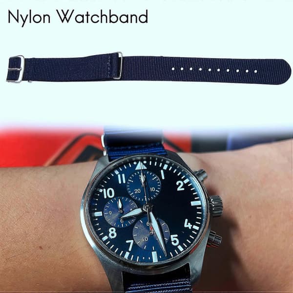 18 mm nylonarmbånd med snøre, urrem, mørkeblå