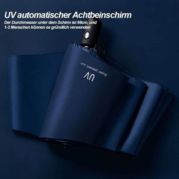 Windproof Travel Umbrella - Compact and Foldable - Inverted Umbrella - Navy Blue KLB