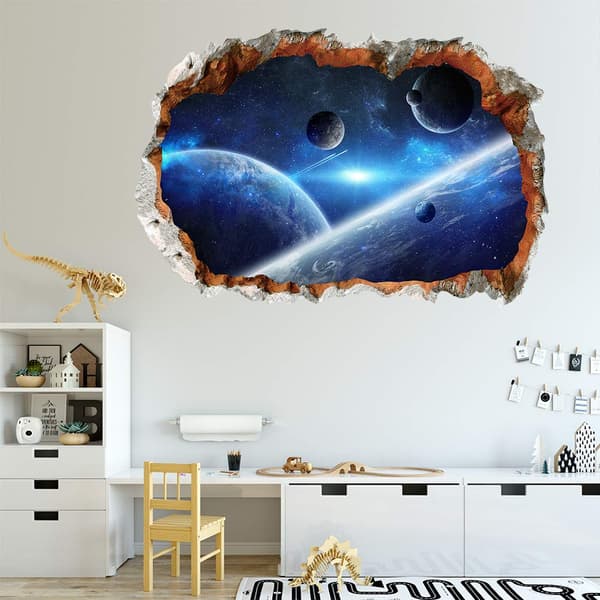 3D Planet Universe Galaxy Space Wall Decal Spaceship Astro