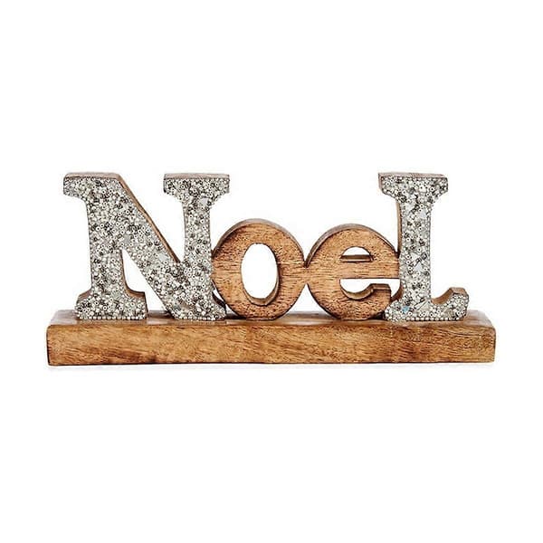 Dekorativ figur Noel Glitter 6,5 x 10 x 25 cm Sølv Tre