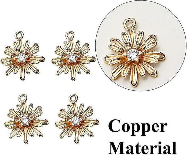 20 stk Acsergery Gift Legering Emalje Blomstercharms Diamantcharms Tusindfryd Blomst