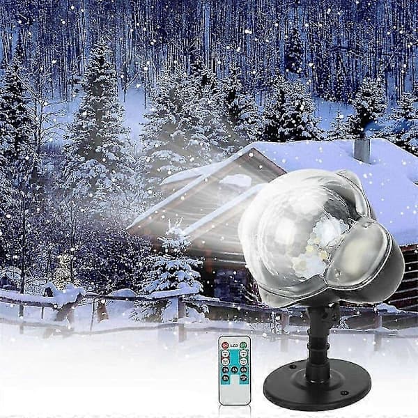 Snowfall LED Projector Lamp, Lights with Rotating Remote Control Waterproof Landscape Snowflake Decorative Lighting for Party