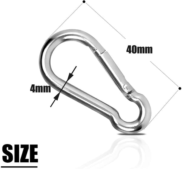 10 stk 304 Rustfrit Stål Karabinhager Små Karabinhager 40mm x 4mm Til