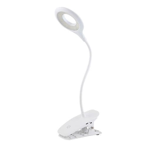 LED-klemmelampe læselampe klemme med touchsensor, hvid