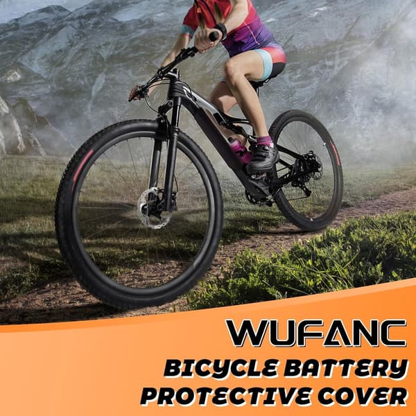 E-cykel batteribeskyttelse Neopren Isoleret Vandafvisende Rammebeskyttelse til Elcykler Sort Orange 54 x 38 cm