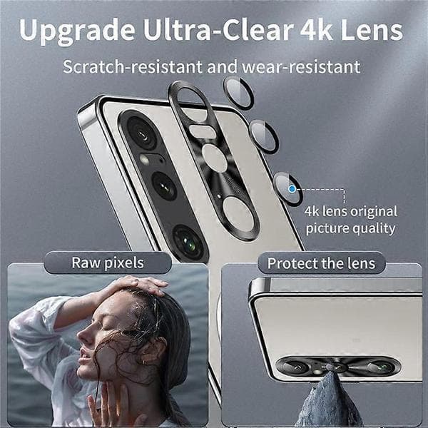 Magic Shield Magnetic Series Compatible with Sony Xperia 1 VI Case Metal+TPU Phone Case with Lens Protector Silver Silver