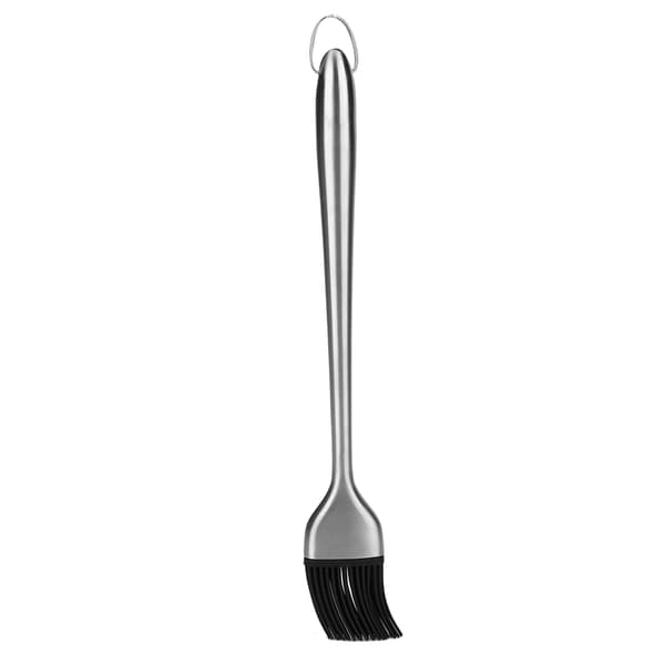 Grillbørste med silikonhode og håndtak i rustfritt stål for olje og marinade (30 cm)