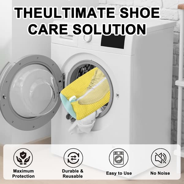 Vaskepose til sneakers, Vaskepose til sko, Skovaskepose til vaskemaskine og tørretumbler (GUL - 2 STK)