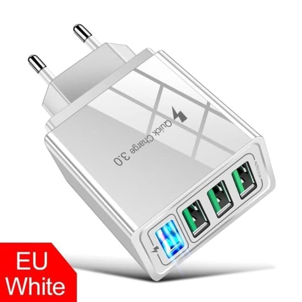 5V/3.1A Strømlader Hurtiglader 4-Port USB QC 3.0