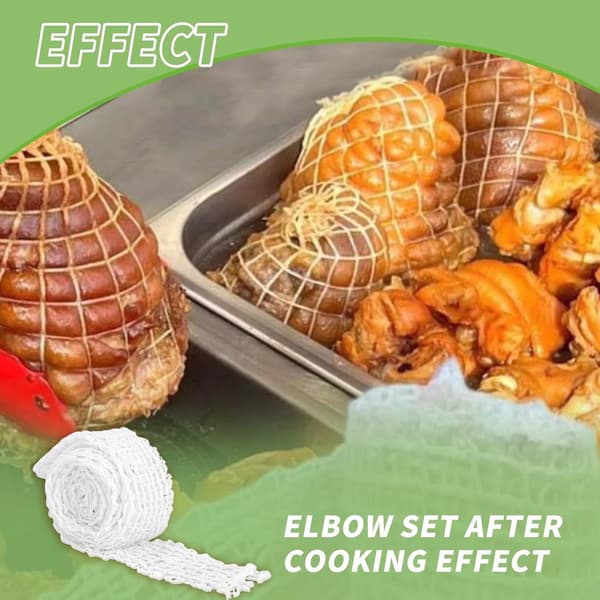 2 Meat Net Rolls - 3m Elastic Roasting Net, Sausage Net, Kitchen Twine - for Cooking, Smoking, Hanging Meat - White