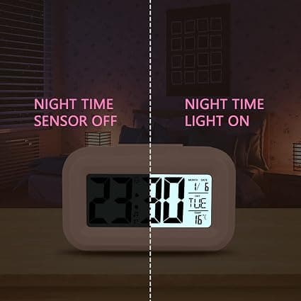 (Rosa) Digital väckarklocka för sängbord, LED-displayklockor med justerbar A A